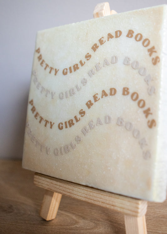 "Pretty Girls Read Books" Quote tegel met ezeltje