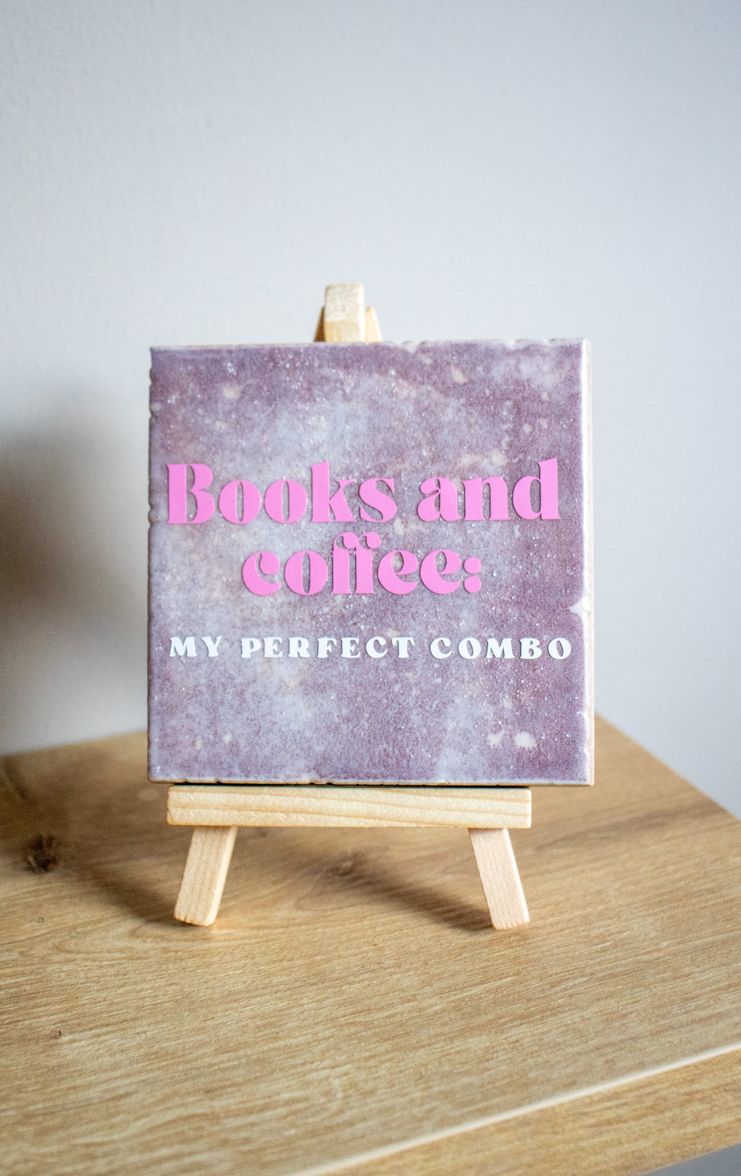 "Books And Coffee" Quote tile with donkey