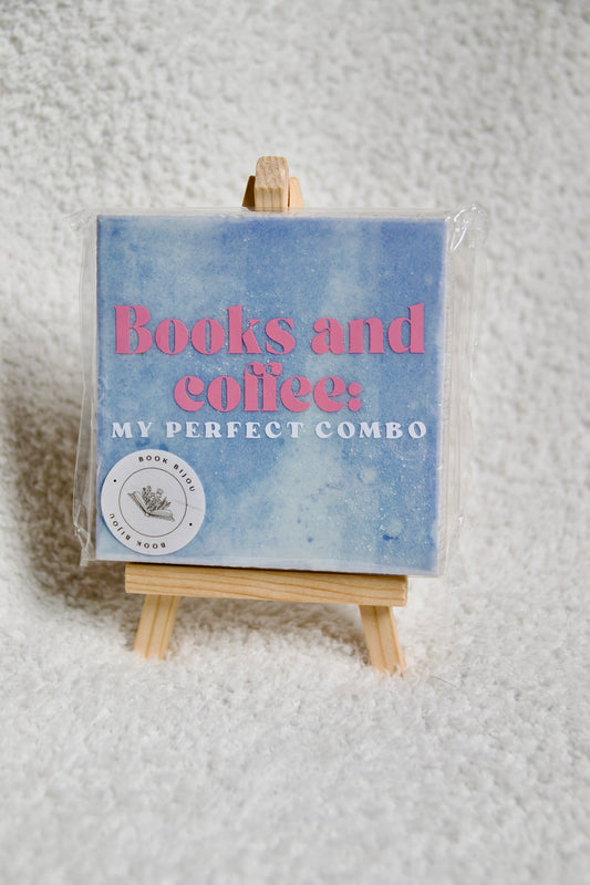 "Books and Coffee" Quote tegel met ezeltje