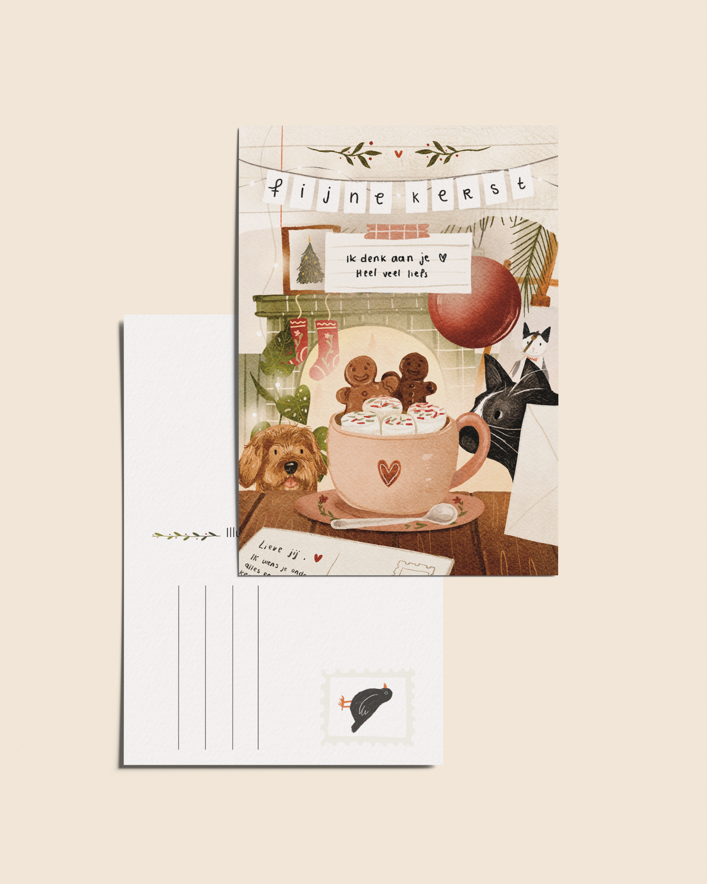 Ansichtkaart 'winteravond'